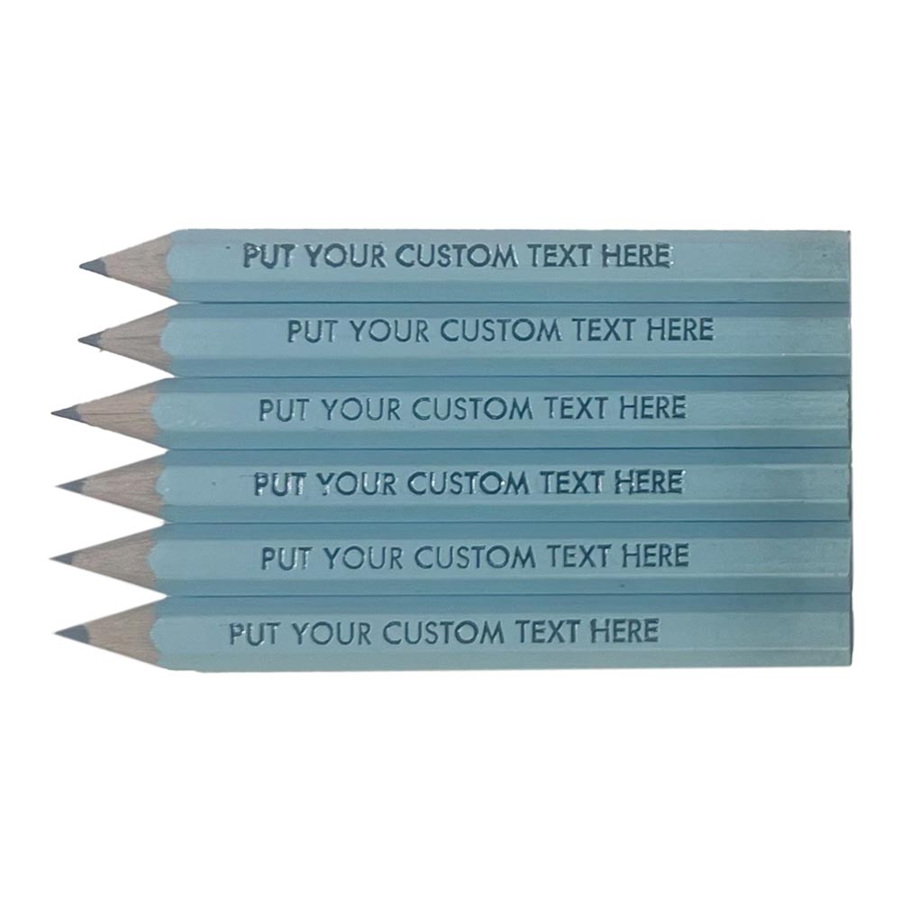 Personalized Golf Pencils (Pastel Blue: Set of 36) 2-Lines