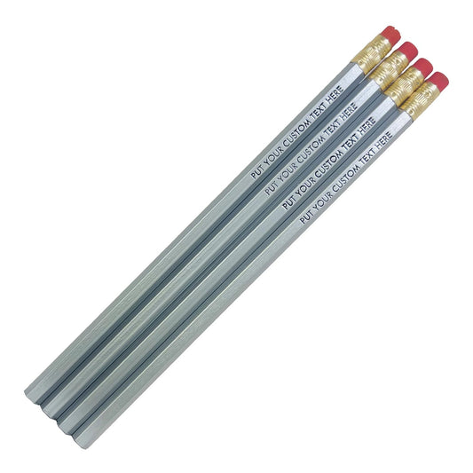 Personalized School Pencils (Silver: Set of 12)